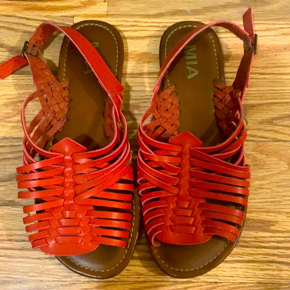 Red Mia leather sandals